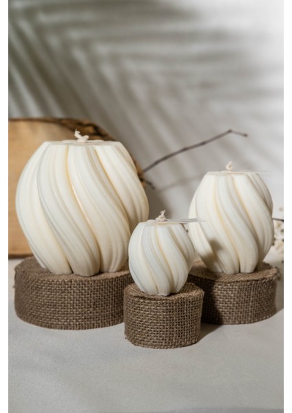 3'lü Sarmal Mum Set Dekoratif Kokulu Doğal Mum % 100 Soya Wax