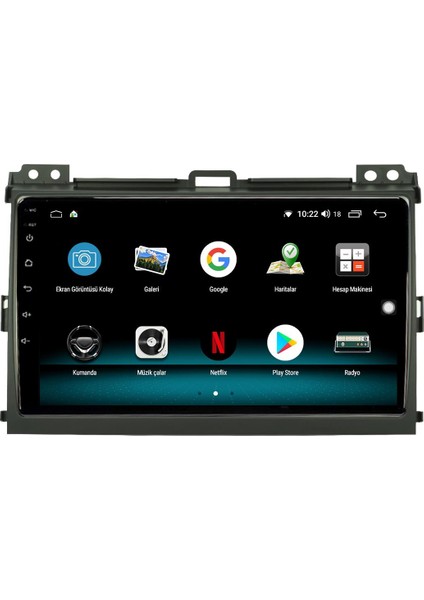 Toyota Prado Android 13 Multimedya Carplay 4gb RAM+64GB HDD 2004-2008 Navigasyon Ekran