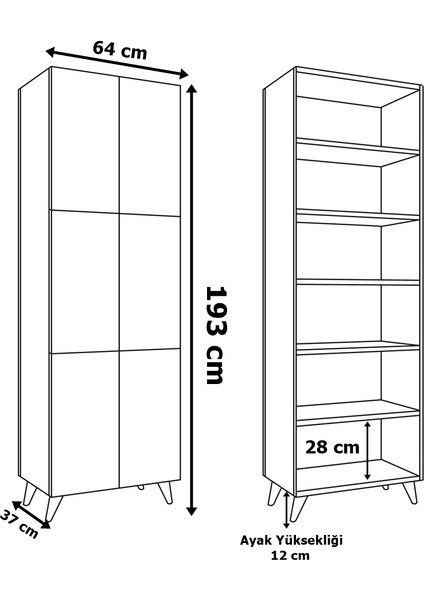 AE-3010 Nehir Beyaz Çok Amaçlı Mutfak Dolabı&banyo Dolabı,kiler Dolabı, 6 Kapaklı,6 Raflı, Ayaklı, Kitaplı, Ayakkabılık,, Boy Uzun Dolap,