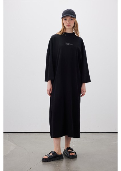 Oversıze Uzun Rahat Elbise Siyah modelleri