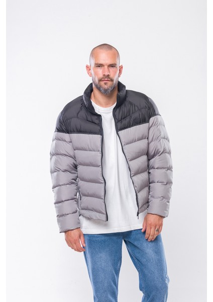 KV50 Gri Erkek Şişme Mont Xxl