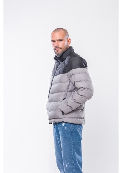 KV50 Gri Erkek Şişme Mont Xxl