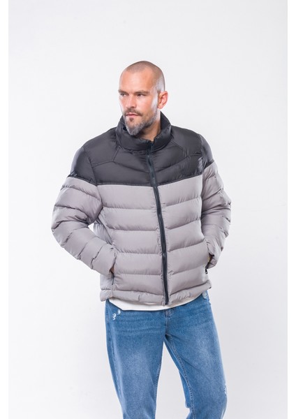 KV50 Gri Erkek Şişme Mont Xxl