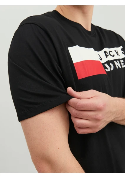 Jack & Jones Renkli Logo Baskili Tisört- Büyük Beden