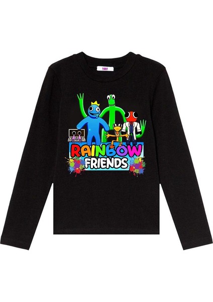 Rainbow Friends Uzun Kol Çocuk Tişört Siyah