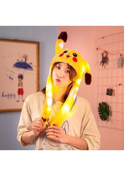 Sevimli Pikachu ( Pokemon ) LED Işıklı Hareketli Kulaklar Sevimli Peluş fiyatları