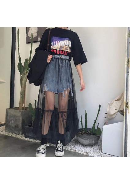 Tek Katmanlı Siyah Maxi Etek Transparan Uzun Astarsız Çok Amaçlı Tül Etek Bikini Mayo Plaj Etek modelleri