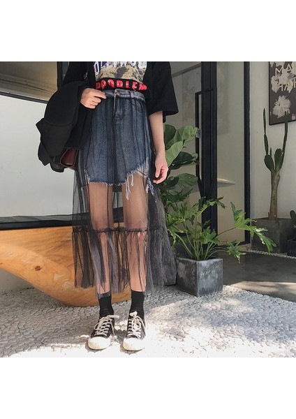 Tek Katmanlı Siyah Maxi Etek Transparan Uzun Astarsız Çok Amaçlı Tül Etek Bikini Mayo Plaj Etek fırsatları