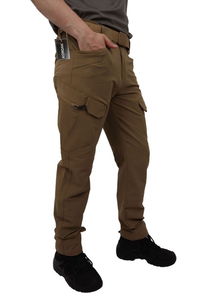 Tactical Su Itici Likralı Pantolon - Trekking Outdoor Pantolon - Bej Siyah Haki