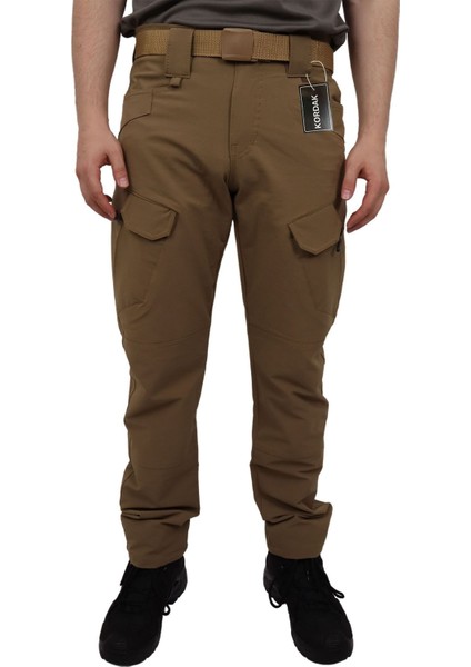 Tactical Su Itici Likralı Pantolon - Trekking Outdoor Pantolon - Bej Siyah Haki