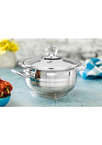 Gastro Çelik Tencere 18X10 cm Çelik Kapak-Çelik Kulp