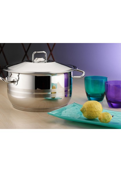 Gastro Çelik Tencere 22X12 cm Çelik Kapak-Çelik Kulp