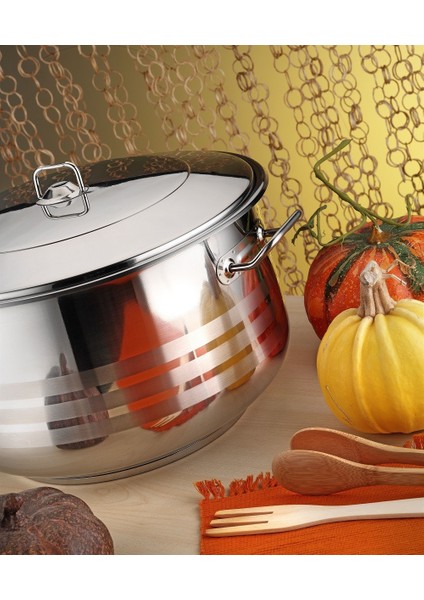 Gastro Çelik Tencere 34X23 cm Çelik Kapak-Çelik Kulp
