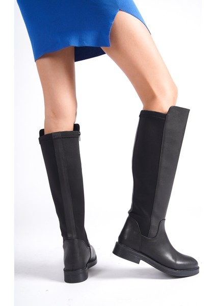 MBIBR6005-S Siyah Arkası Elastik Strech Bantlı Uzun Çizme