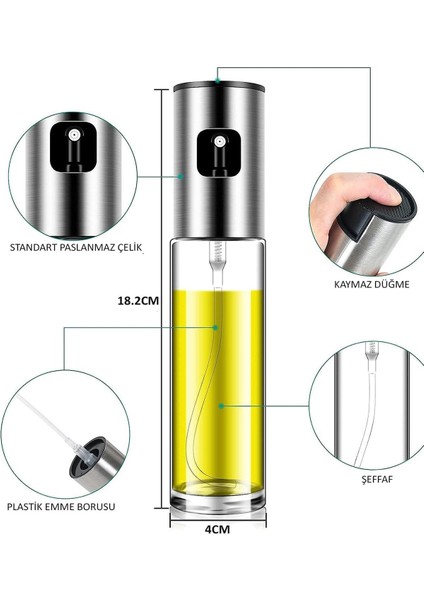 Cam Şişe Yağdanlık Zeytinyağı Sıvı Yağ Püskürtme Aparatı 1 Adet