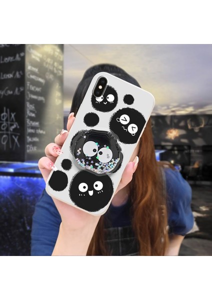Telefon Kılıfı İphone X/Xs Dönen Standlı Parıltılı Telefon Kılıfı (Yurt Dışından)