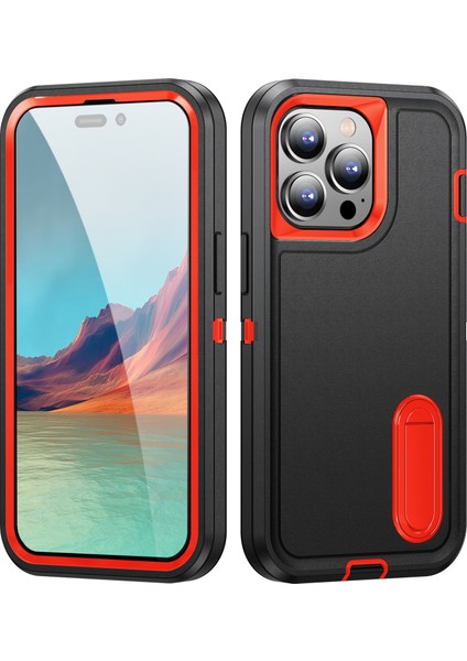 İphone 14 Pro Max Standlı Sağlam Kauçuk Telefon Kılıfı (Yurt Dışından)