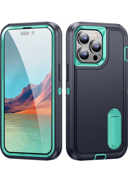 Iphone 15 Pro Max Standlı Sağlam Kauçuk Telefon Kılıfı (Yurt Dışından)