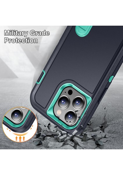 Iphone 15 Pro Max Standlı Sağlam Kauçuk Telefon Kılıfı (Yurt Dışından)