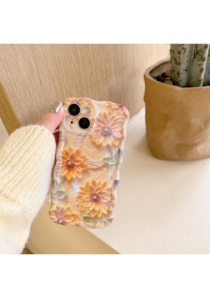 İphone 12 Yağlıboya Çiçek Telefon Kılıfı (Yurt Dışından)