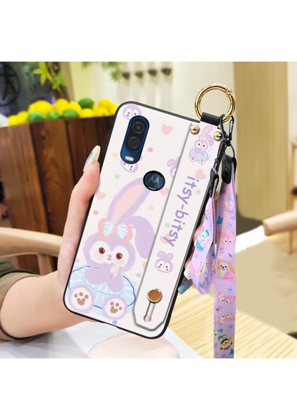 Telefon Kılıfı Motorola Moto One Vısıon/P40/P50 Bileklikli Karikatür Telefon Kılıfı (Yurt Dışından)