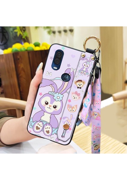 Telefon Kılıfı Motorola Moto One Vısıon/P40/P50 Bileklikli Karikatür Telefon Kılıfı (Yurt Dışından)