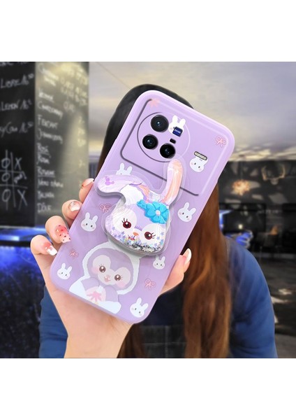 Telefon Kılıfı Vivo X80 Dönen Standlı Parıltılı Telefon Kılıfı (Yurt Dışından)