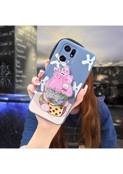 Telefon Kılıfı Oppo Find X5 Pro Dönen Standlı Parıltılı Telefon Kılıfı (Yurt Dışından)