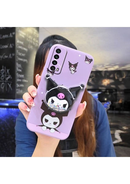 Telefon Kılıfı Huawei Y7a Dönen Standlı Parıltılı Telefon Kılıfı (Yurt Dışından)