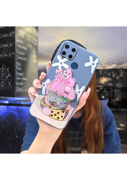 Telefon Kılıfı Oppo Realme C15 Dönen Standlı Parıltılı Telefon Kılıfı (Yurt Dışından)