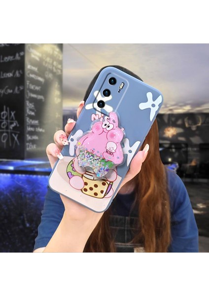 Telefon Kılıfı Huawei P40 Dönen Standlı Parıltılı Telefon Kılıfı (Yurt Dışından)