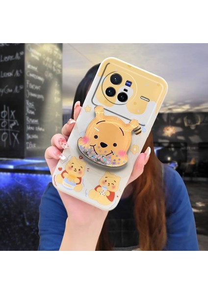 Telefon Kılıfı Vivo X80 Dönen Standlı Parıltılı Telefon Kılıfı (Yurt Dışından)