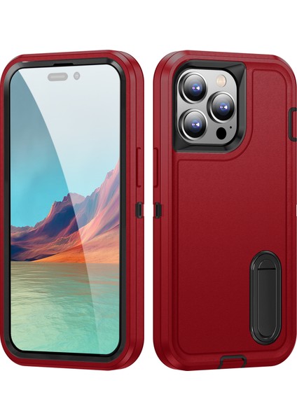 Iphone 15 Standlı Sağlam Kauçuk Telefon Kılıfı (Yurt Dışından)