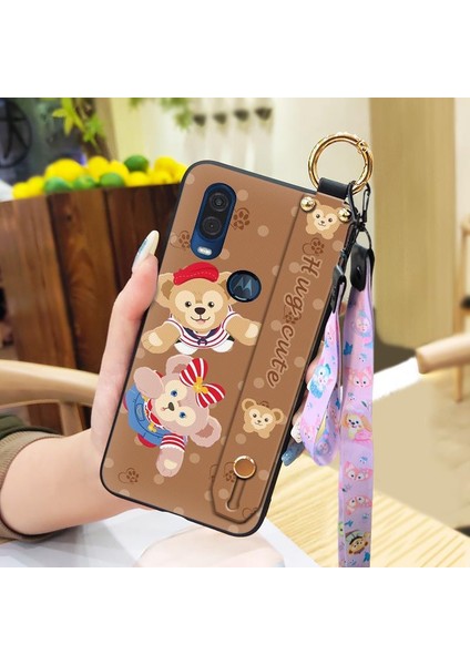 Telefon Kılıfı Motorola Moto One Vısıon/P40/P50 Bileklikli Karikatür Telefon Kılıfı (Yurt Dışından)