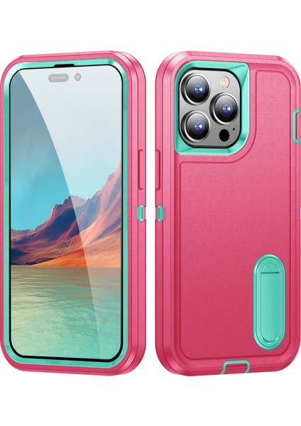 Iphone 15 Standlı Sağlam Kauçuk Telefon Kılıfı (Yurt Dışından)