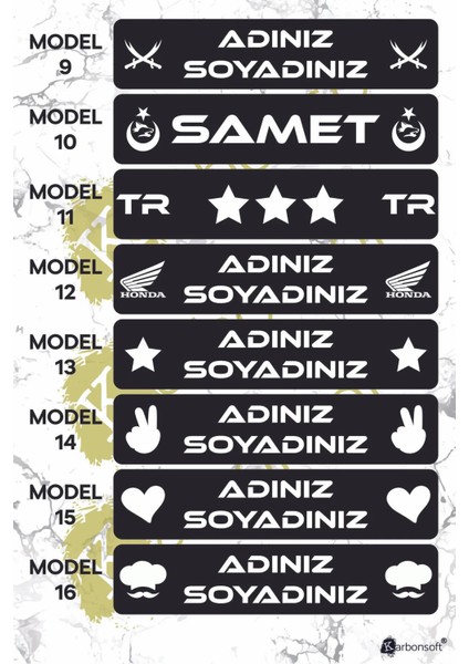 Karbon Soft Kişiye Özel Ahşap Dekor Plaka, Araba Plaka, Isimli Plaka, Cam Önü Plakası, Aksesuar Plaka Mdf modelleri