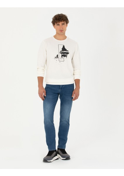 Pierre Cardin Erkek Ekru Regular Fit Sweatshirt 50272505-VR019