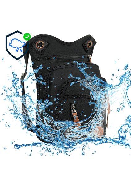 Çok Gözlü Su Geçirmez Siyah Bel Bacak Omuz Motorcu Çantası indirimleri