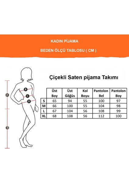 Ipeksi Saten Çiçek Desenli Kadın Pijama Takımı