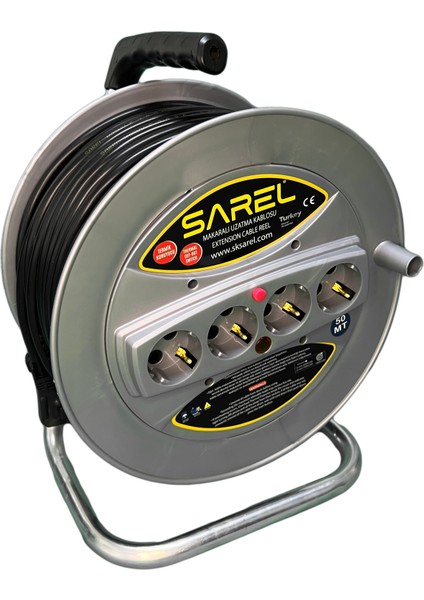 Termal Sigortalı 3*1.5 Mm^2 50 mt Makaralı Uzatma Kablosu Gri