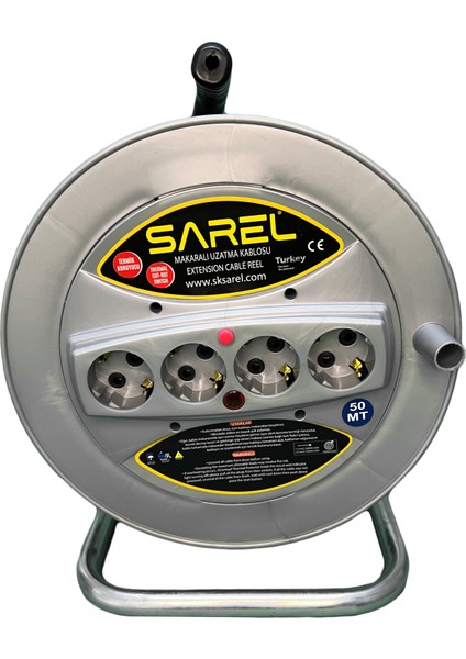 Termal Sigortalı 3*1.5 Mm^2 50 mt Makaralı Uzatma Kablosu Gri
