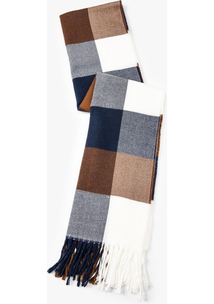 Ekose Desenli Atkı Püskül Detaylı