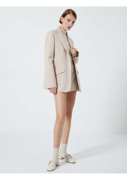 Blazer Ceket Düğmeli Ters Yaka Kapaklı Cep Detaylı fiyatları