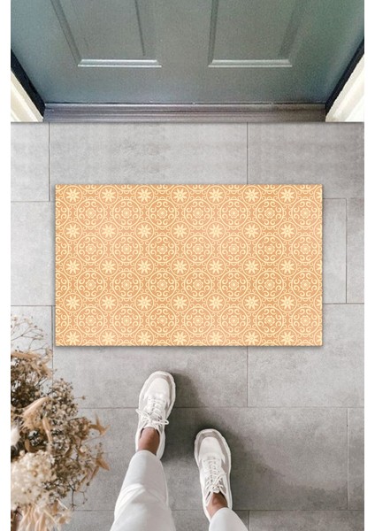 Çok Amaçlı Dekoratif Dijital Baskı Pudra Daire Motif Dış Mekan Paspas