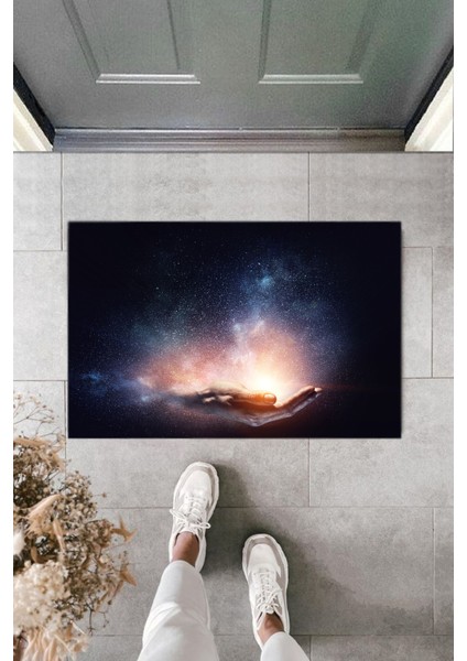 Çok Amaçlı Dijital Galaxy El Lacivert Kapı Paspası Dış Mekan Paspas