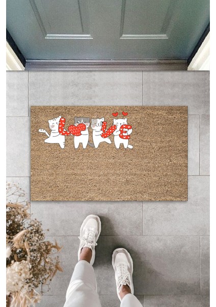 Dijital Baskı Yeşil Dış ve Iç Mekan Doğal Taş Desen Kapı Önü Paspası