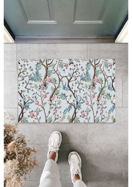 Dijital Baskı Yeşil Dış ve Iç Mekan Doğal Taş Desen Kapı Önü Paspası