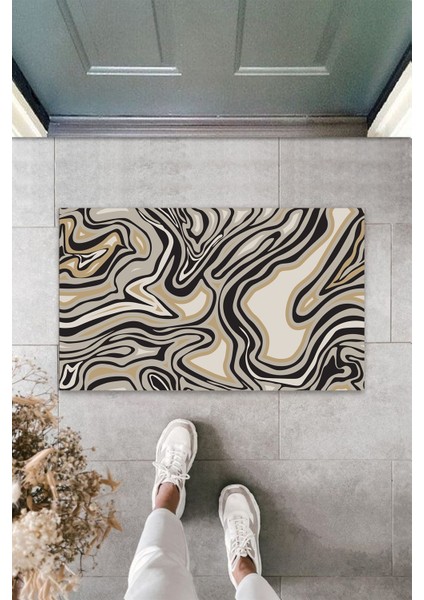 Dijital Baskı Yeşil Dış ve Iç Mekan Doğal Taş Desen Kapı Önü Paspası