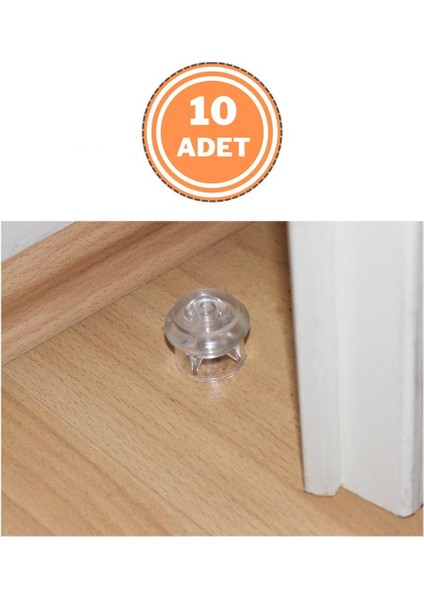 10 Adet Metali Kapı Yer Tamponu Stoper Şeffaf
