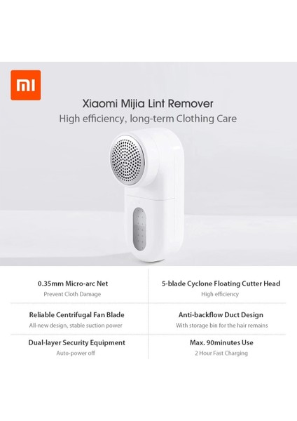 Xiaomi Mijia Şarjlı Tüy Temizleme Makinası - Beyaz (Yurt Dışından)